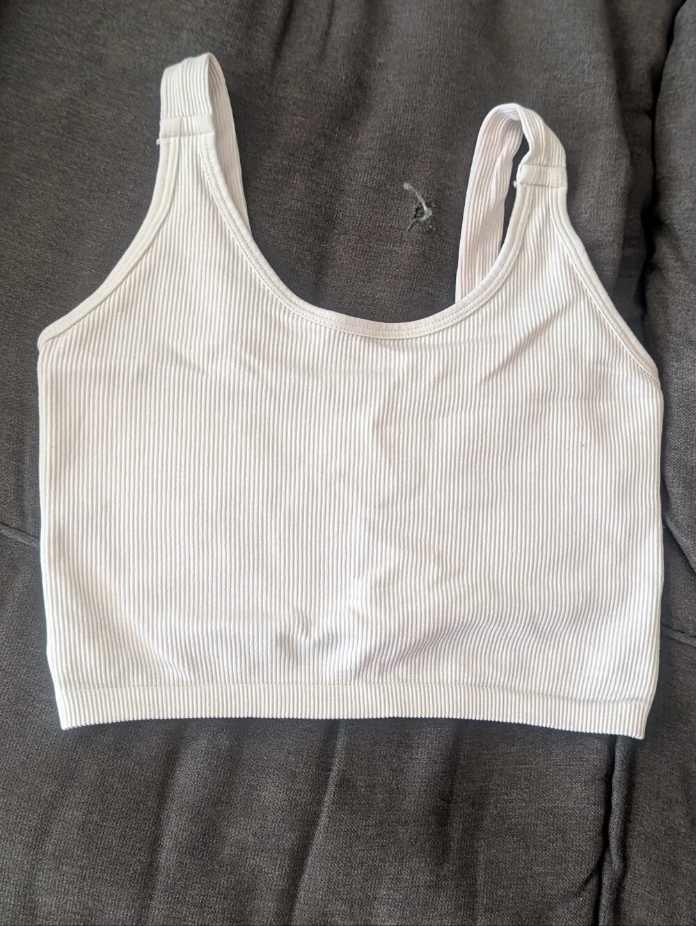 White Ribbed Crop Tank Top